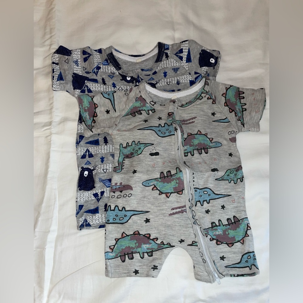 SHEIN Gray and Blue Dinosaur Bodysuits